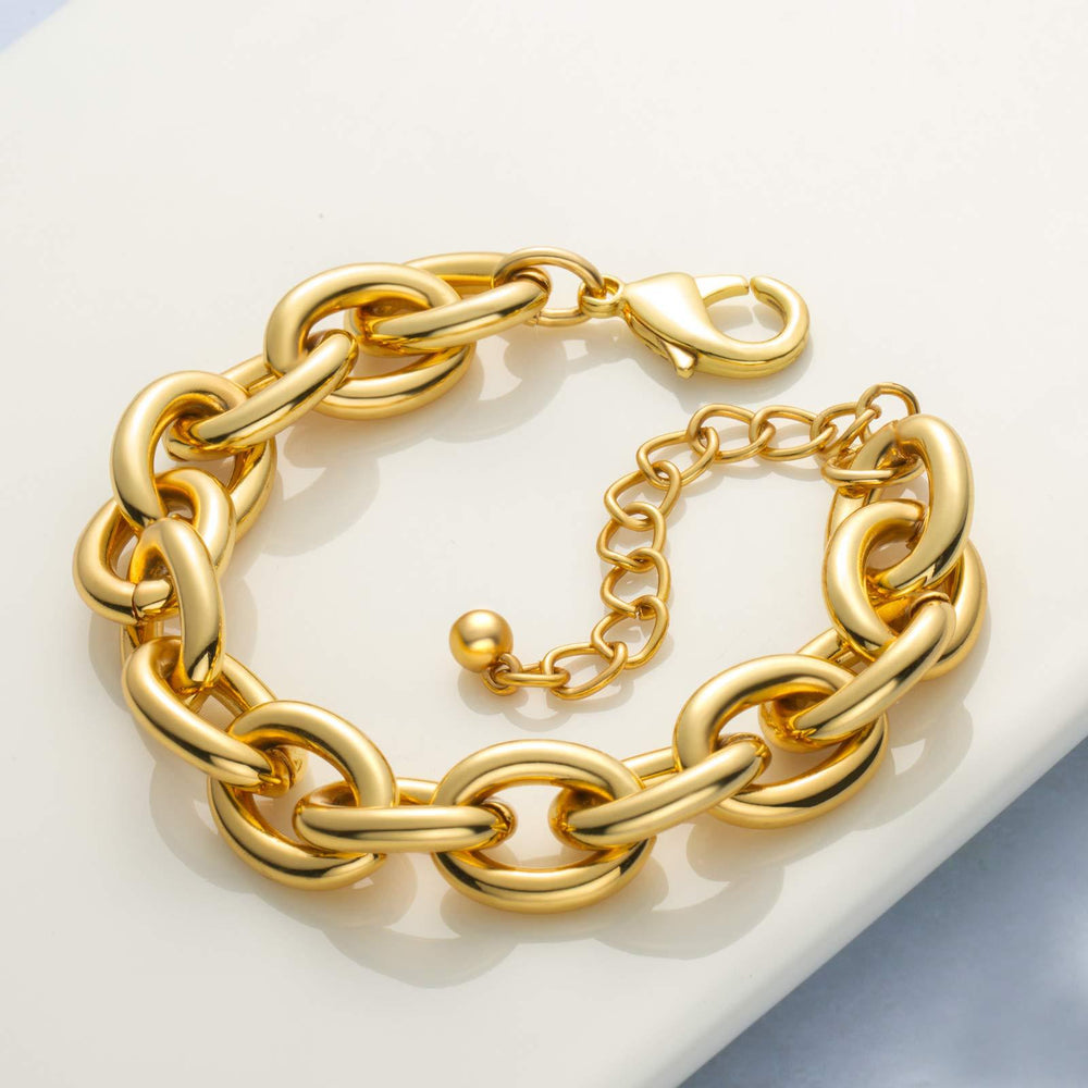 Gold Chunky Thick Link Chain Bracelet