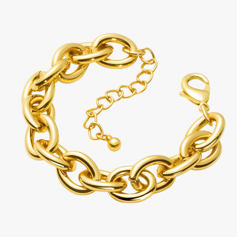 Gold Chunky Thick Link Chain Bracelet Additional Image