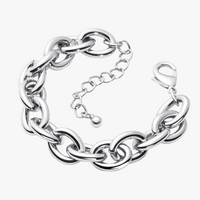 Silver Chunky Thick Link Chain Bracelet Additional Image