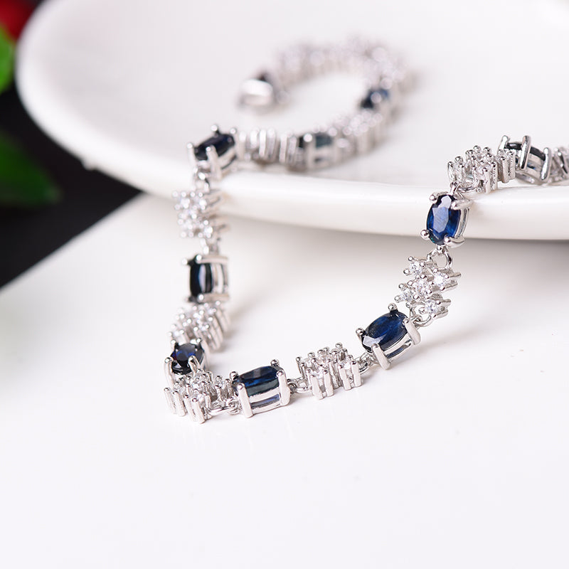 AuricAdorn Natural Sapphire Bracelet in 925 Sterling Silver