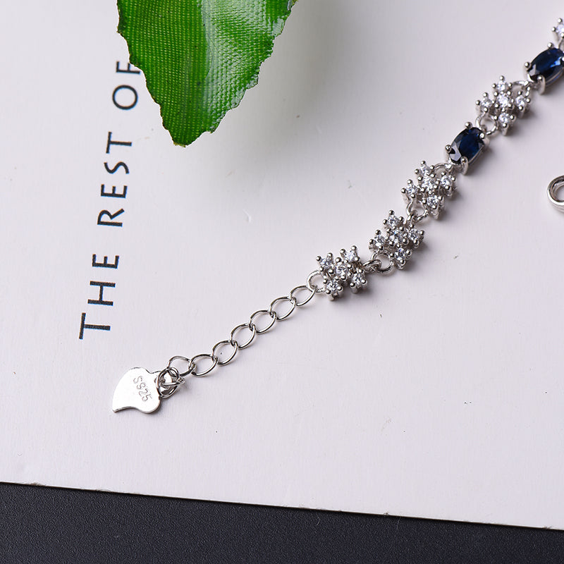 AuricAdorn Natural Sapphire Bracelet in 925 Sterling Silver