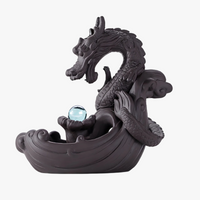 Purple Ceramic Dragon Pearl Backflow Incense Burner & Holder