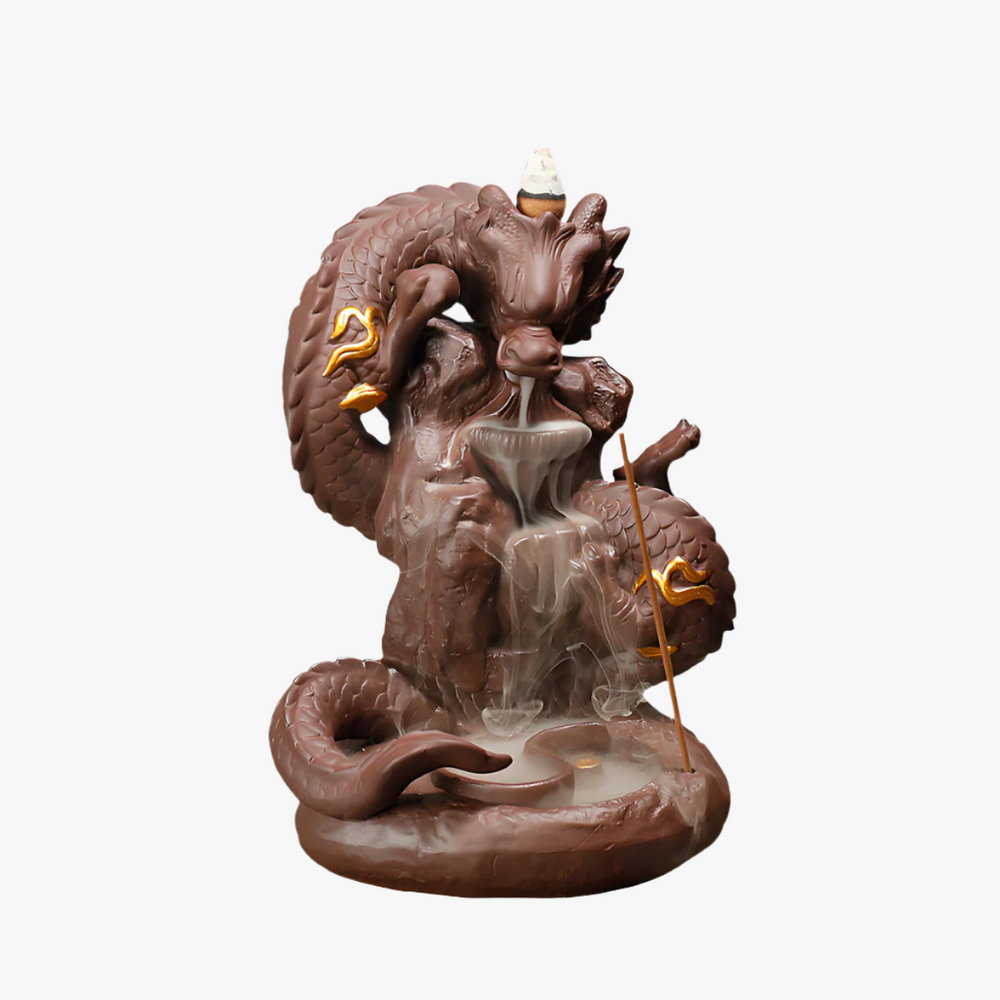 Purple Ceramic Dragon Pearl Backflow Incense Burner & Holder