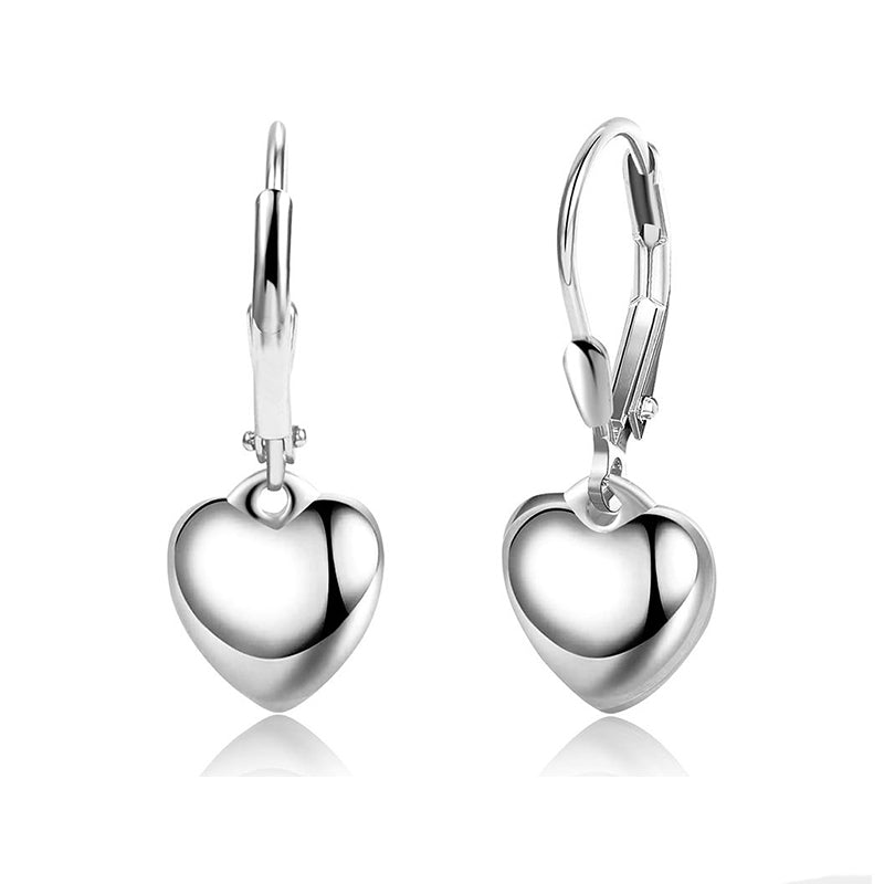 AuricAdorn Love Heart Dangle Drop Earrings | Alloy Steel