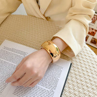 Punk Style Round Wide Gold Bracelet Scene Graph