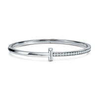 AuricAdorn T1 Diamond Hinged Bangle | Titanium Steel