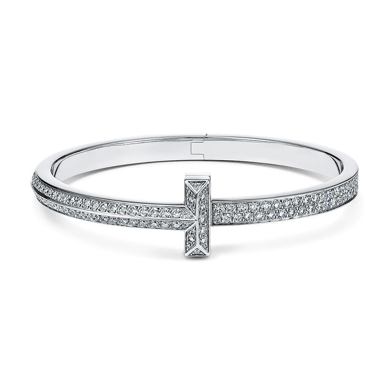 AuricAdorn T1 Diamond Hinged Bangle | Titanium Steel