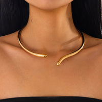 Asymmetrical Spring Opening Gold Necklace