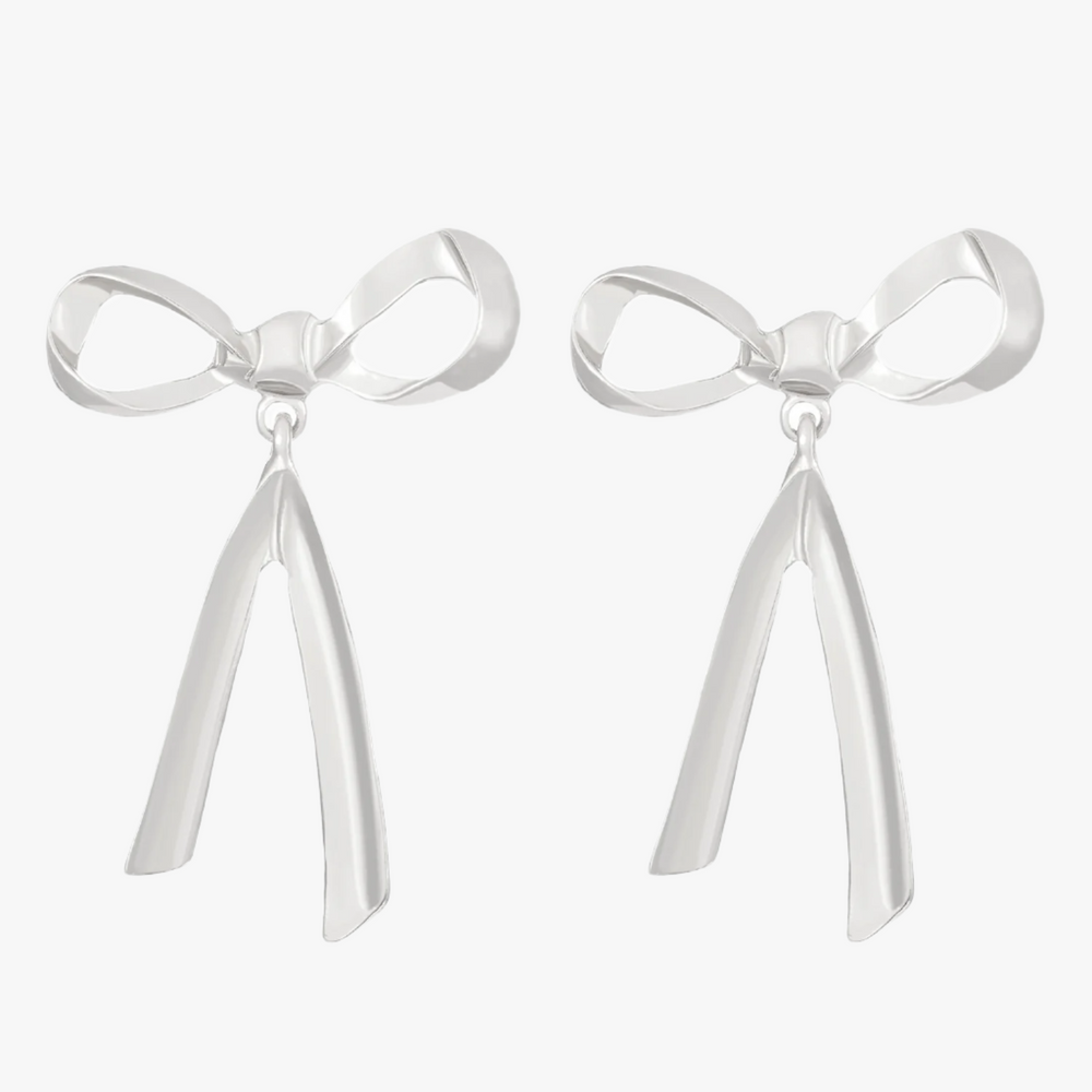 Silver Bowknot Earrings Additional Image