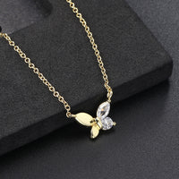 Gold Diamond Necklace Butterfly