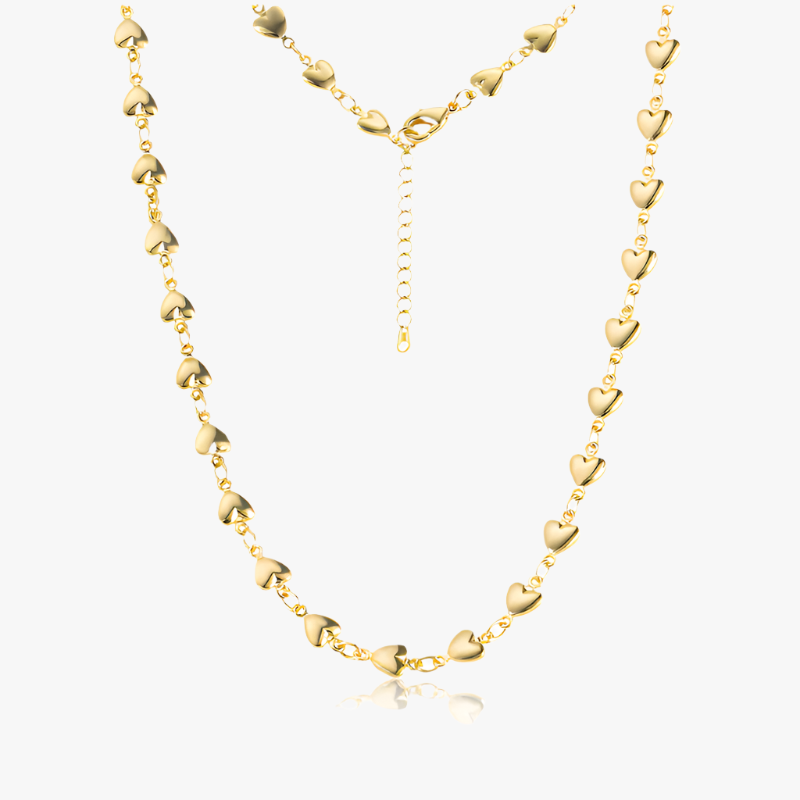 Gold Heart Bead Necklace Additional Image