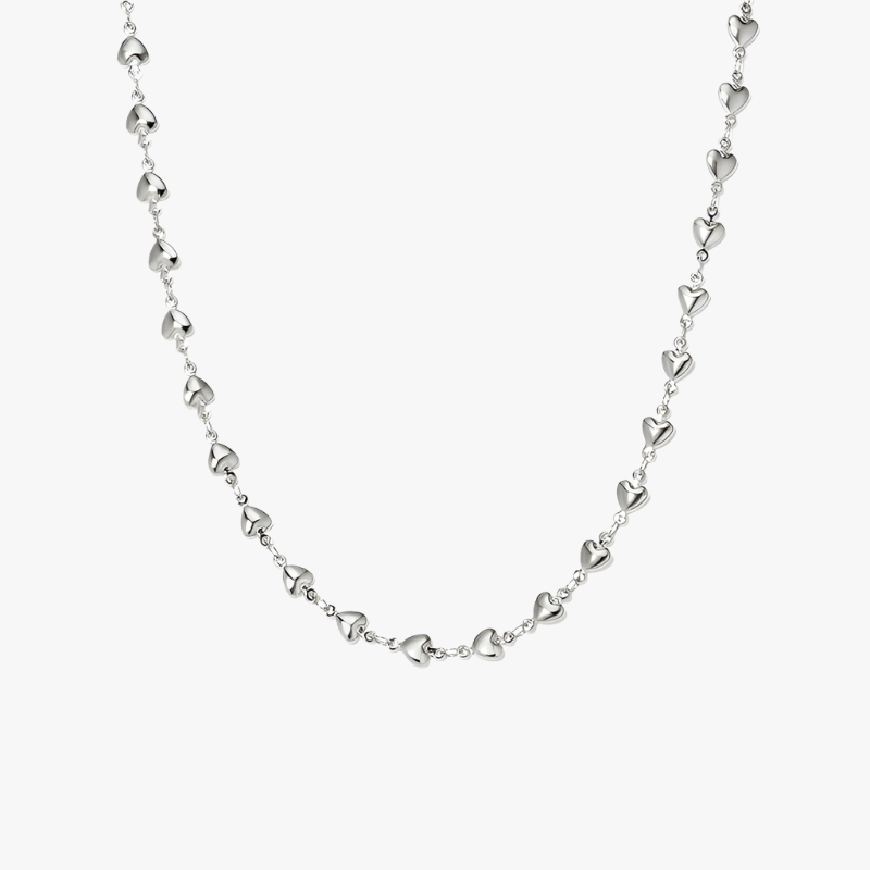 Silver Heart Bead Necklace Additional Image