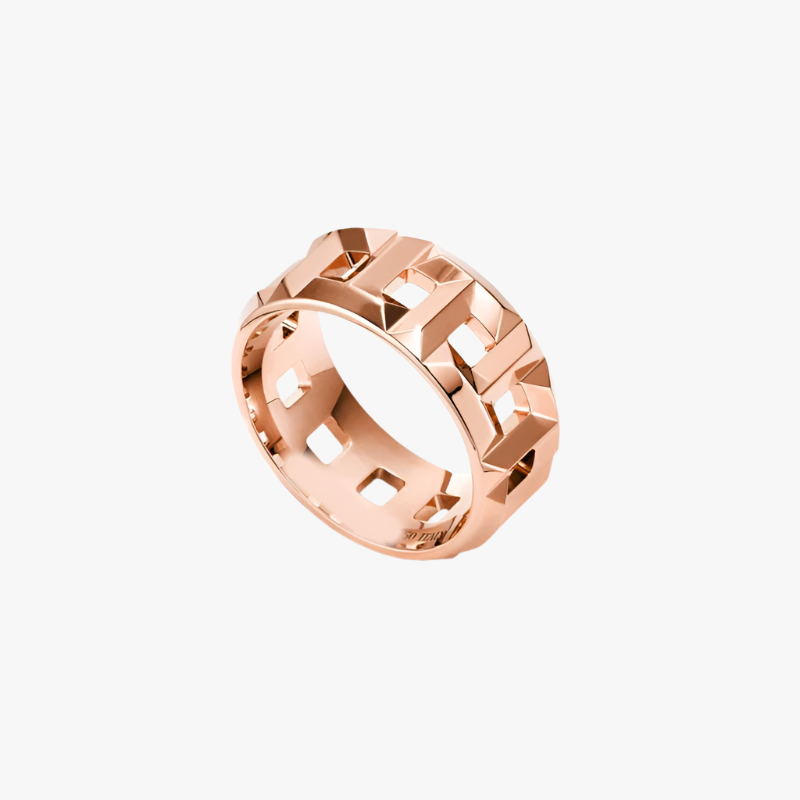 Rose Gold T hollow ring wide gold Additional Image