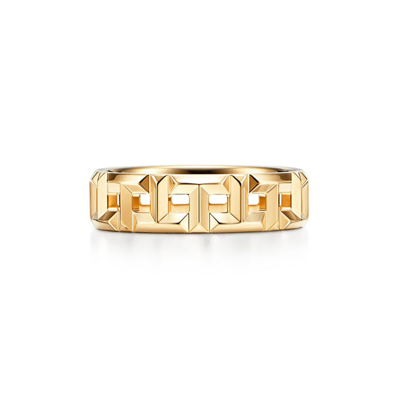 T hollow ring wide gold