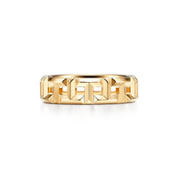 T hollow ring wide gold