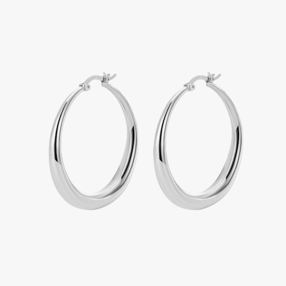 Irregular Hoop Silver Earrings Additional Image