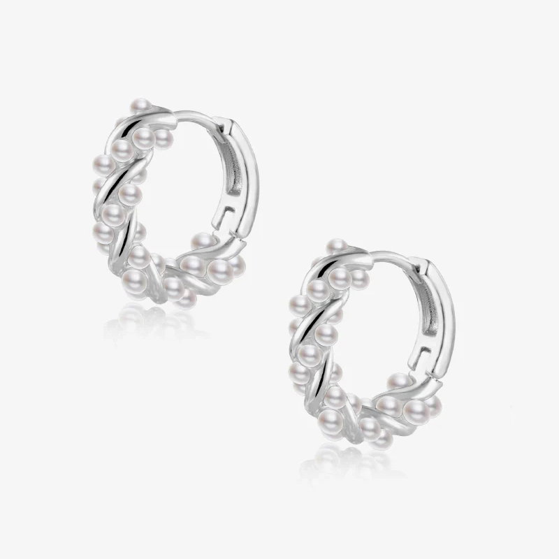 Silver Hoop Beaded Earrings Additional Image