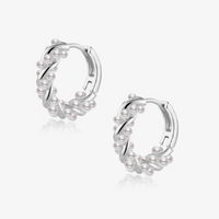 Silver Hoop Beaded Earrings Additional Image