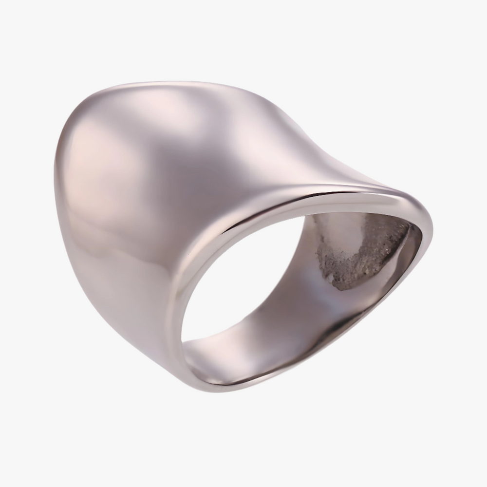 bright irregular wide silver ring Additional Image