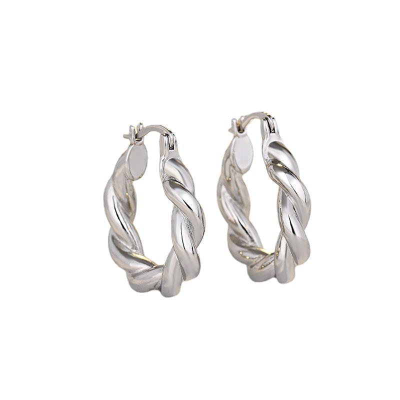 Silver Spiral Twist Earrings