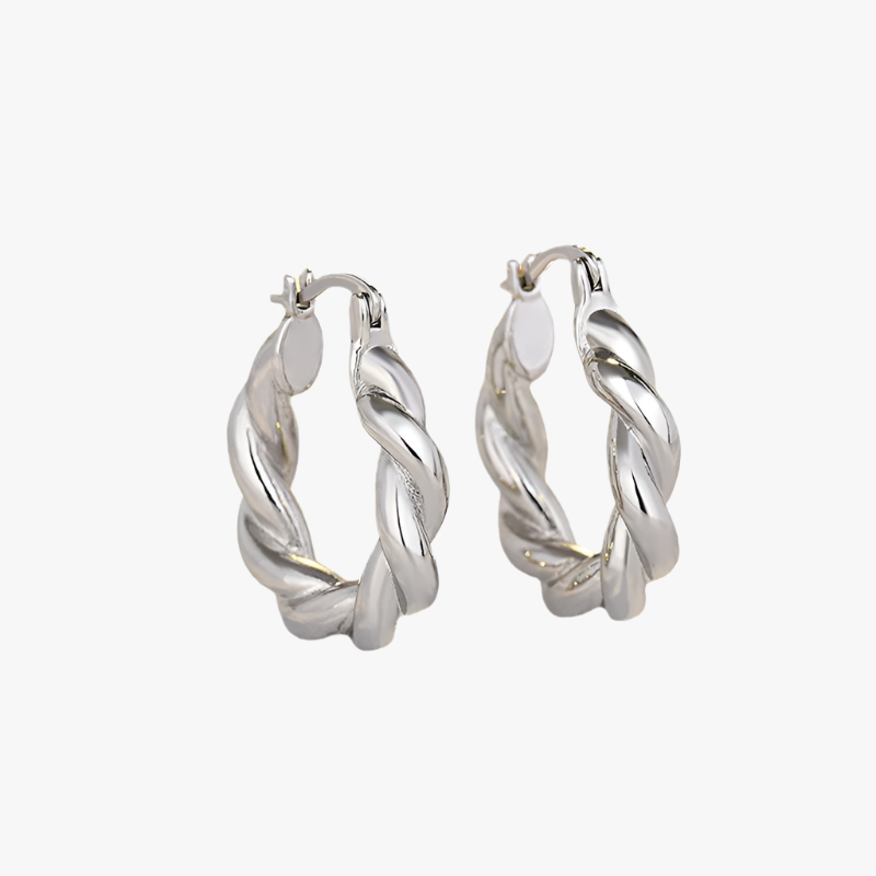 Silver Spiral Twist Earrings Additional Image