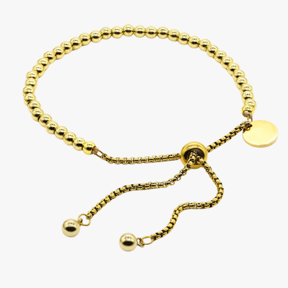 Beads Round Tag Gold Bracelet Additional Image