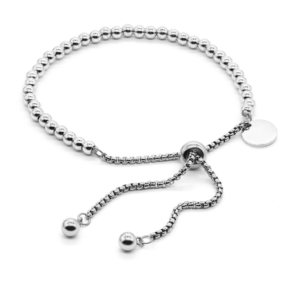 Beads Round Tag silver Bracelet